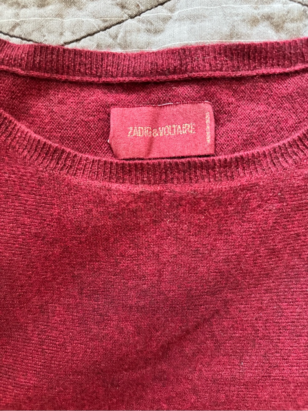Zadig & Voltaire Burgundy Crewneck Women's Cashmere Sweater - Large - Picture 6 of 9